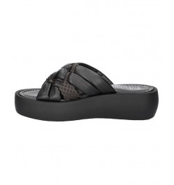 Women's Ned-Italy Platform Sandals Black Leather $57.60 Shoes