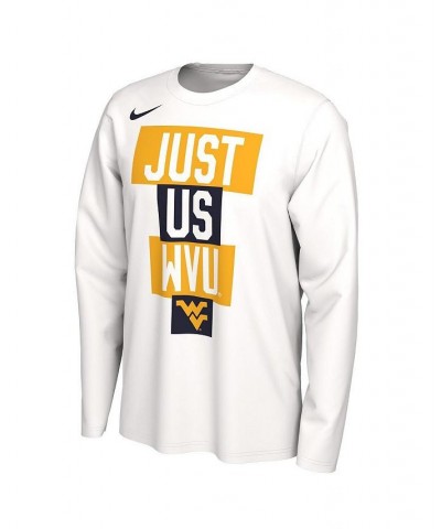 Men's White West Virginia Mountaineers 2021 Postseason Basketball JUST US Bench Legend Long Sleeve T-shirt $17.20 T-Shirts