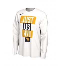 Men's White West Virginia Mountaineers 2021 Postseason Basketball JUST US Bench Legend Long Sleeve T-shirt $17.20 T-Shirts