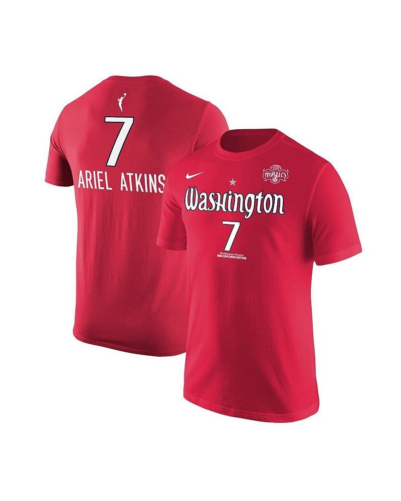 Men's Ariel Atkins Red Washington Mystics Explorer Edition Name Number T-shirt $25.49 T-Shirts