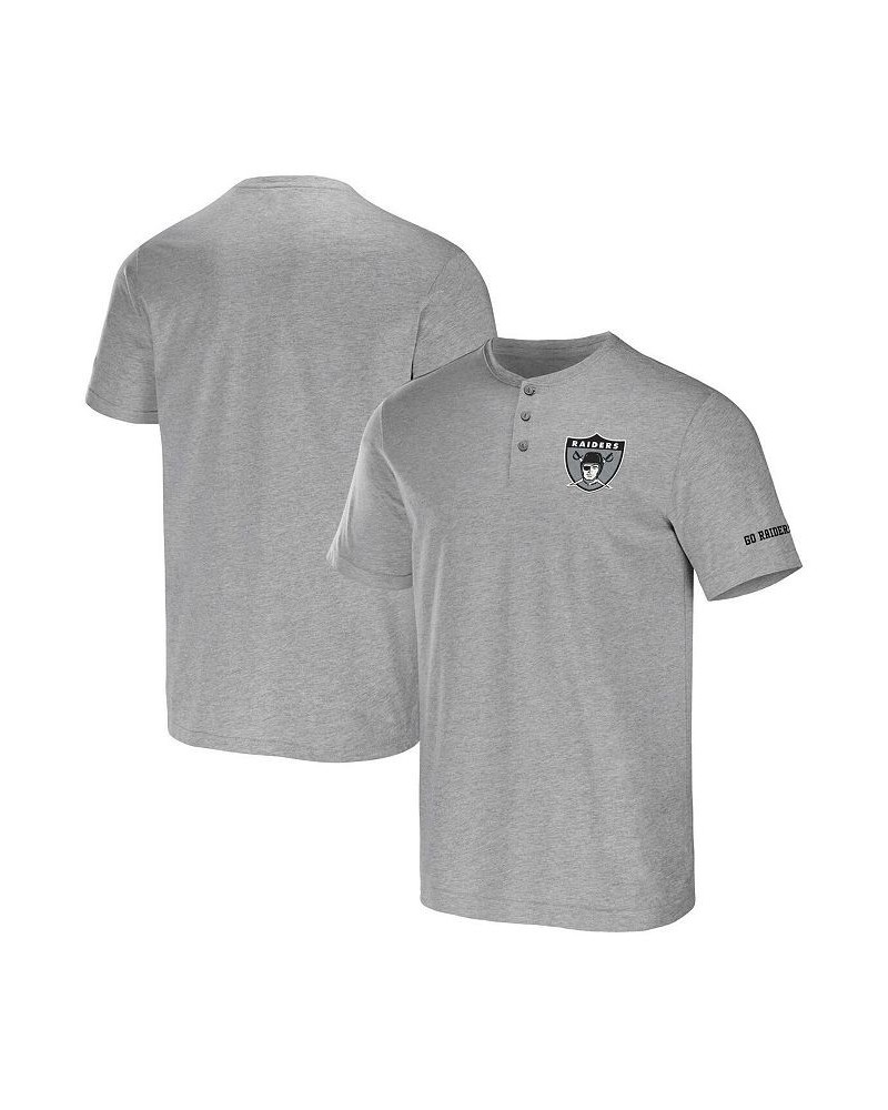 Men's NFL x Darius Rucker Collection by Heather Gray Las Vegas Raiders Henley T-shirt $17.60 T-Shirts