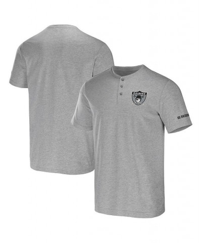 Men's NFL x Darius Rucker Collection by Heather Gray Las Vegas Raiders Henley T-shirt $17.60 T-Shirts