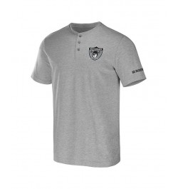 Men's NFL x Darius Rucker Collection by Heather Gray Las Vegas Raiders Henley T-shirt $17.60 T-Shirts