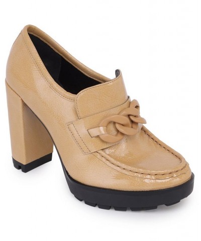 Women's Justin Lug High Heel Loafers PD03 $73.14 Shoes