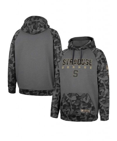 Men's Charcoal Syracuse Orange OHT Military-Inspired Appreciation Camo Stack Raglan Pullover Hoodie $29.90 Sweatshirt