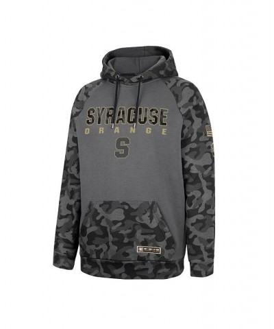 Men's Charcoal Syracuse Orange OHT Military-Inspired Appreciation Camo Stack Raglan Pullover Hoodie $29.90 Sweatshirt