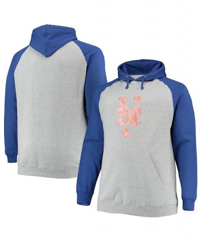 Men's Branded Heather Gray, Royal New York Mets Big and Tall Raglan Pullover Hoodie $28.59 Sweatshirt