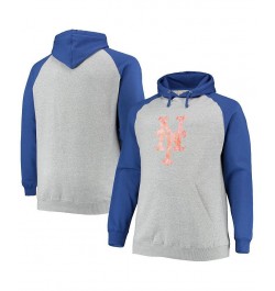 Men's Branded Heather Gray, Royal New York Mets Big and Tall Raglan Pullover Hoodie $28.59 Sweatshirt