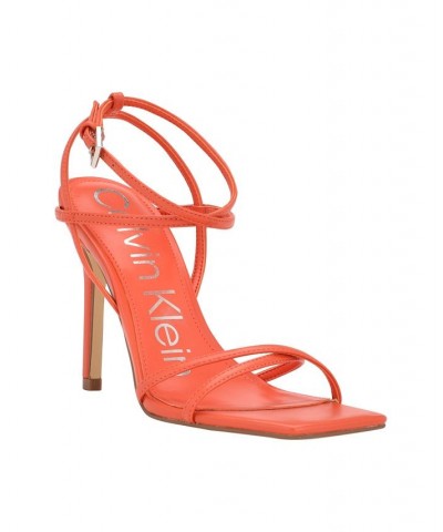 Women's Tegin Strappy Dress High Heel Sandals Orange $41.58 Shoes