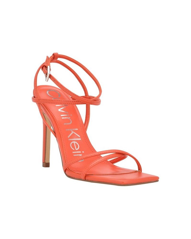 Women's Tegin Strappy Dress High Heel Sandals Orange $41.58 Shoes