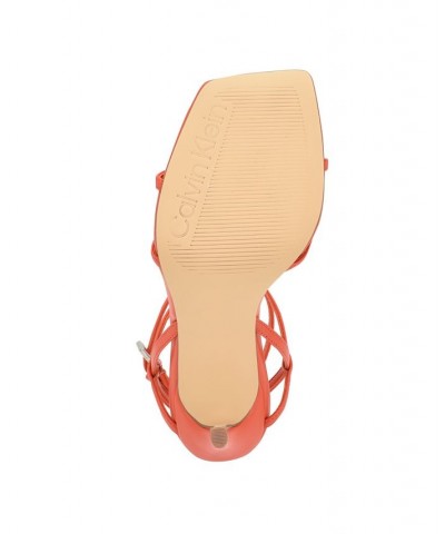 Women's Tegin Strappy Dress High Heel Sandals Orange $41.58 Shoes