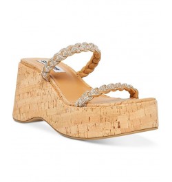 Women's Danya Rhinestone Braided Band Wedge Sandals Multi $45.54 Shoes