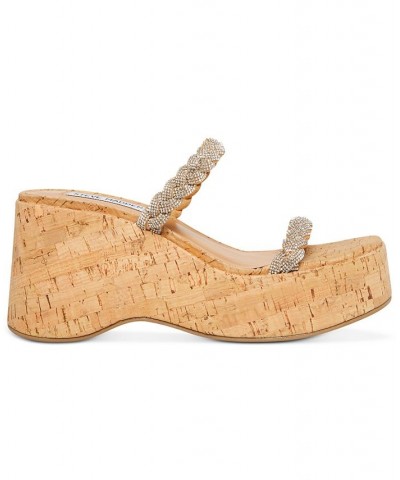 Women's Danya Rhinestone Braided Band Wedge Sandals Multi $45.54 Shoes