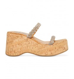 Women's Danya Rhinestone Braided Band Wedge Sandals Multi $45.54 Shoes