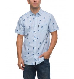 Men's Barrel Short Sleeves Woven Shirt Blue $29.92 Shirts