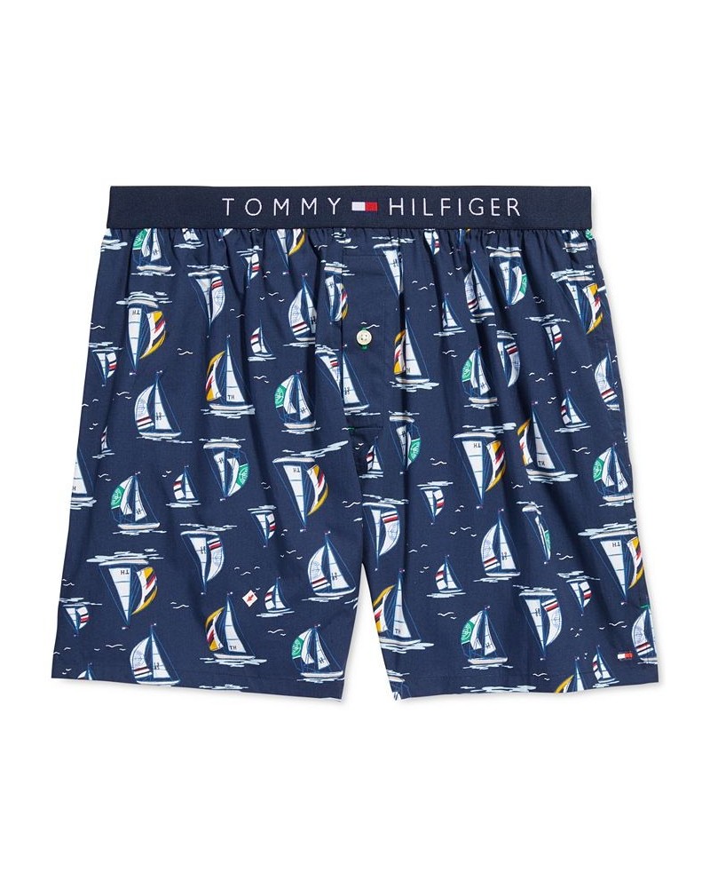 Men's Sailboat-Print Cotton Poplin Boxers PD01 $17.00 Underwear