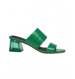 Women's Slide on Block Heel Sandals Green $39.20 Shoes