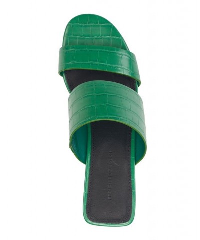 Women's Slide on Block Heel Sandals Green $39.20 Shoes