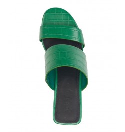 Women's Slide on Block Heel Sandals Green $39.20 Shoes