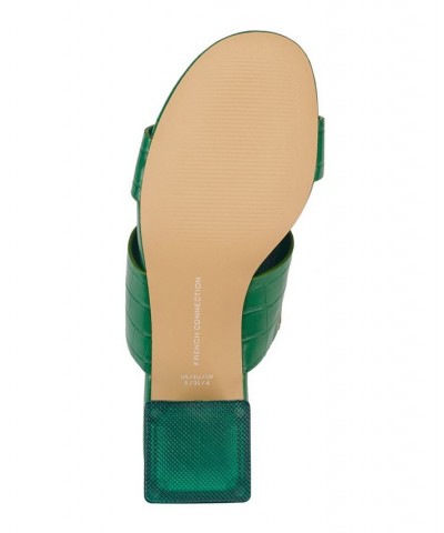 Women's Slide on Block Heel Sandals Green $39.20 Shoes