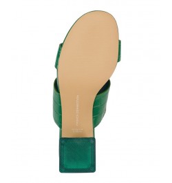 Women's Slide on Block Heel Sandals Green $39.20 Shoes