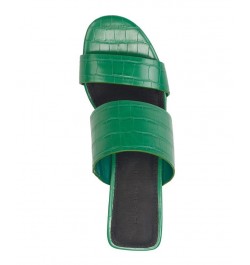 Women's Slide on Block Heel Sandals Green $39.20 Shoes