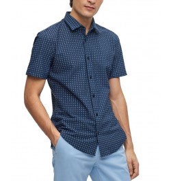 BOSS Men's Slim-Fit Printed Performance-Stretch Jersey Shirt Blue $52.48 Shirts