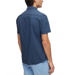 BOSS Men's Slim-Fit Printed Performance-Stretch Jersey Shirt Blue $52.48 Shirts