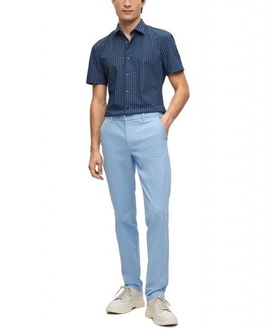 BOSS Men's Slim-Fit Printed Performance-Stretch Jersey Shirt Blue $52.48 Shirts