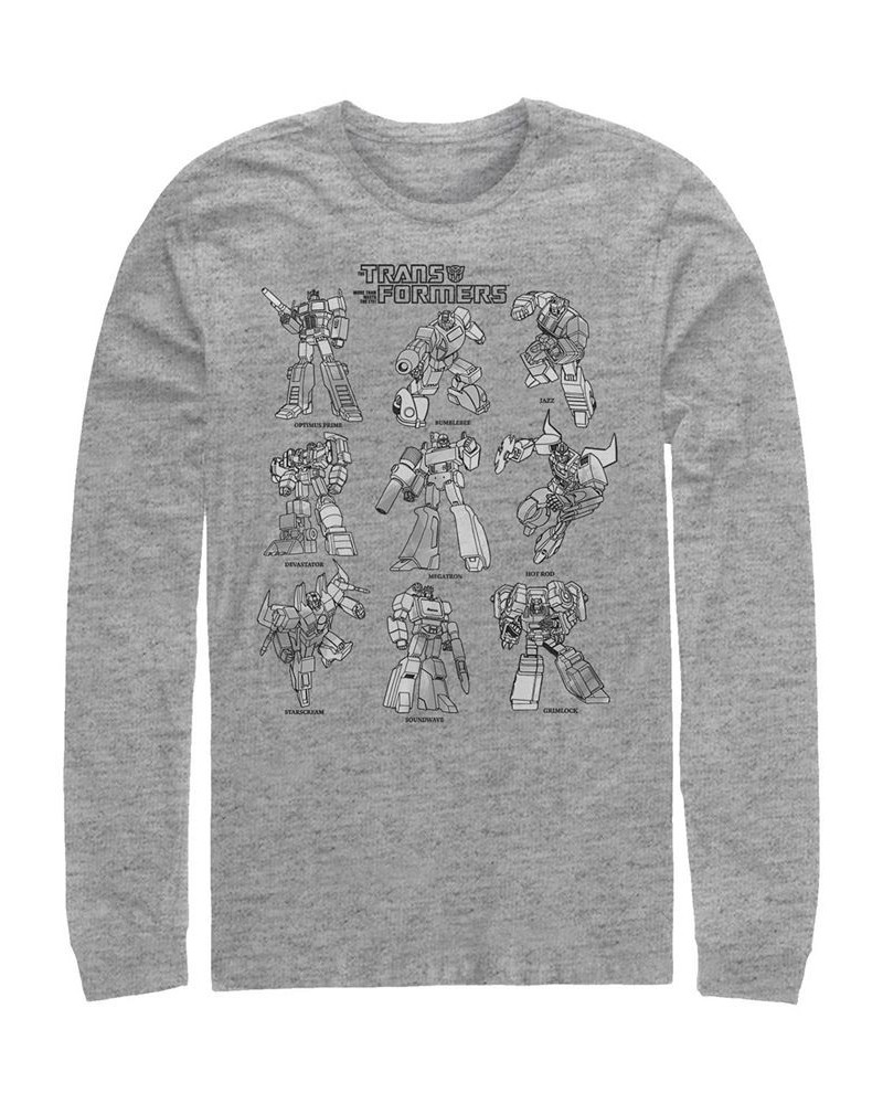 Men's Transformers Textbook Long Sleeve T-shirt Gray $16.80 T-Shirts