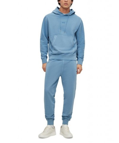 BOSS Men's Relaxed-Fit French-Terry Cotton Tracksuit Bottoms Blue $66.24 Pants