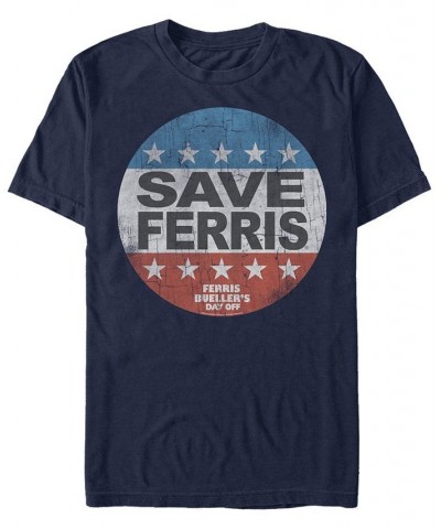 Day off Men's Distressed Save Ferris Presidential Button Logo Short Sleeve T- shirt Gray $18.54 T-Shirts