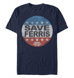 Day off Men's Distressed Save Ferris Presidential Button Logo Short Sleeve T- shirt Gray $18.54 T-Shirts