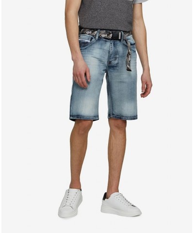 Men's Big and Tall Feeling Fresh Denim Shorts with Adjustable Belt, 2 Piece Set Blue $35.36 Shorts