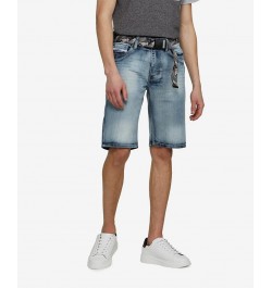 Men's Big and Tall Feeling Fresh Denim Shorts with Adjustable Belt, 2 Piece Set Blue $35.36 Shorts