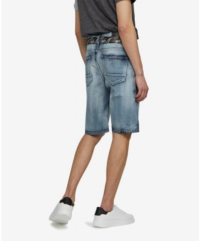 Men's Big and Tall Feeling Fresh Denim Shorts with Adjustable Belt, 2 Piece Set Blue $35.36 Shorts