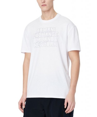 Men's Oversized Bubble Letter Logo Short-Sleeve Crewneck T-Shirt White $28.60 T-Shirts