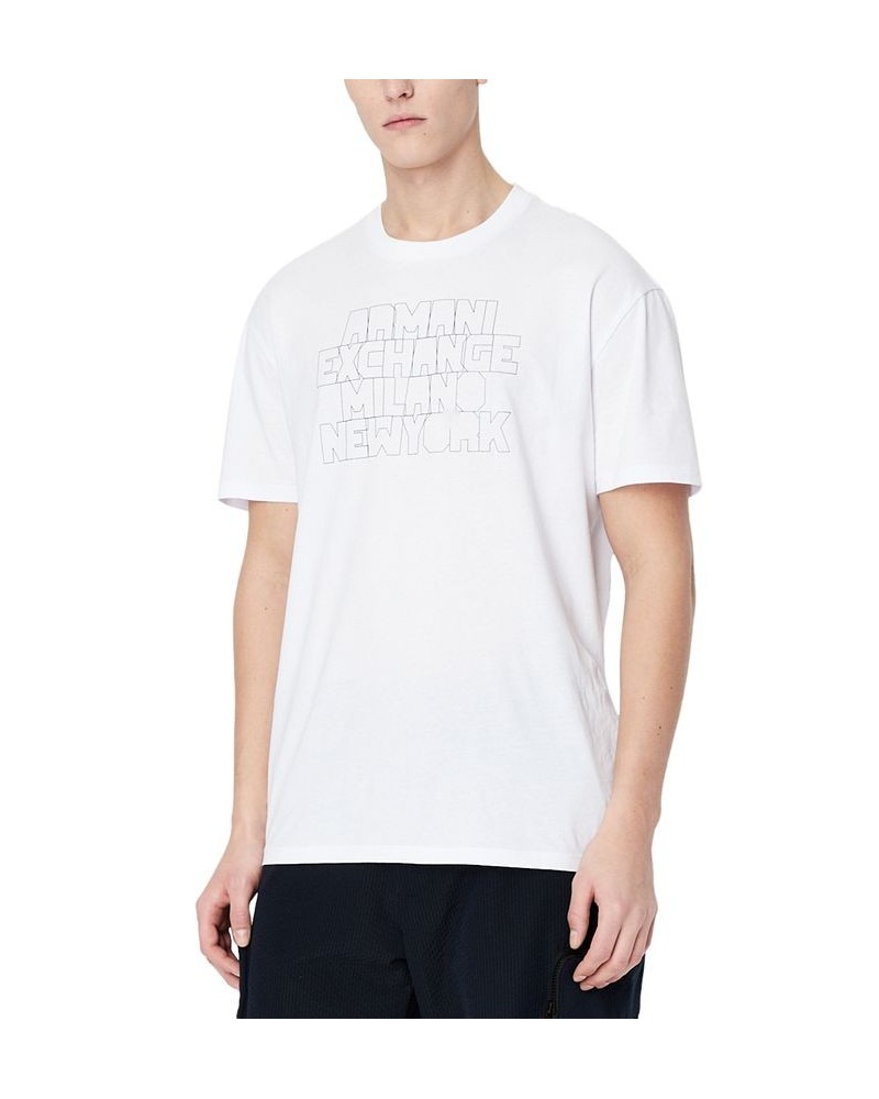 Men's Oversized Bubble Letter Logo Short-Sleeve Crewneck T-Shirt White $28.60 T-Shirts