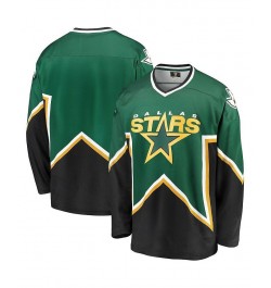 Men's Branded Kelly Green and Black Dallas Stars Premier Breakaway Heritage Blank Jersey $40.66 Jersey