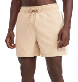 Men's Side Stripe Drawstring 5" Swim Trunks Brown $26.02 Swimsuits