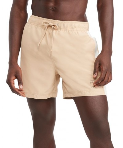 Men's Side Stripe Drawstring 5" Swim Trunks Brown $26.02 Swimsuits