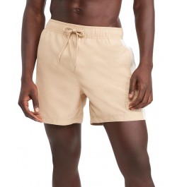 Men's Side Stripe Drawstring 5" Swim Trunks Brown $26.02 Swimsuits