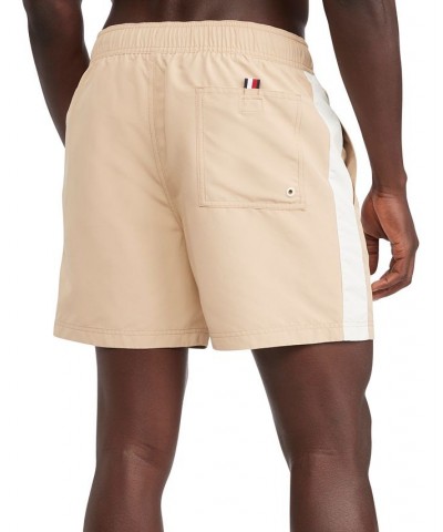 Men's Side Stripe Drawstring 5" Swim Trunks Brown $26.02 Swimsuits