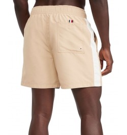 Men's Side Stripe Drawstring 5" Swim Trunks Brown $26.02 Swimsuits