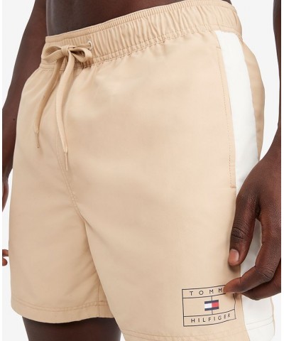 Men's Side Stripe Drawstring 5" Swim Trunks Brown $26.02 Swimsuits