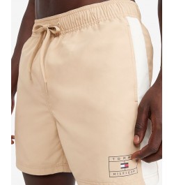 Men's Side Stripe Drawstring 5" Swim Trunks Brown $26.02 Swimsuits