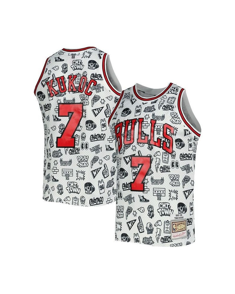 Men's Toni Kukoc White Chicago Bulls 1997-98 Hardwood Classics Doodle Swingman Jersey $57.75 Jersey