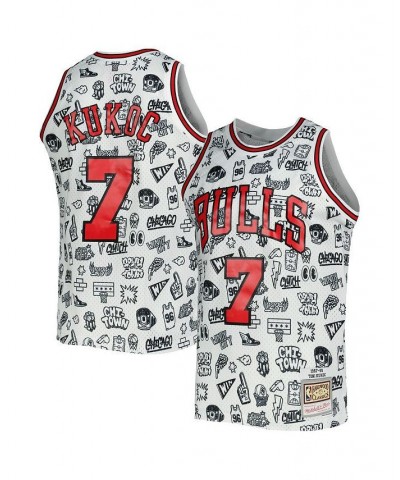 Men's Toni Kukoc White Chicago Bulls 1997-98 Hardwood Classics Doodle Swingman Jersey $57.75 Jersey