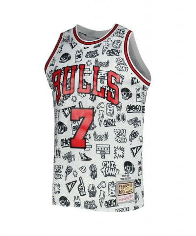 Men's Toni Kukoc White Chicago Bulls 1997-98 Hardwood Classics Doodle Swingman Jersey $57.75 Jersey