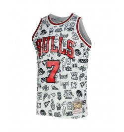 Men's Toni Kukoc White Chicago Bulls 1997-98 Hardwood Classics Doodle Swingman Jersey $57.75 Jersey